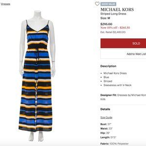 Michael Kors Striped Maxi Summer Dress